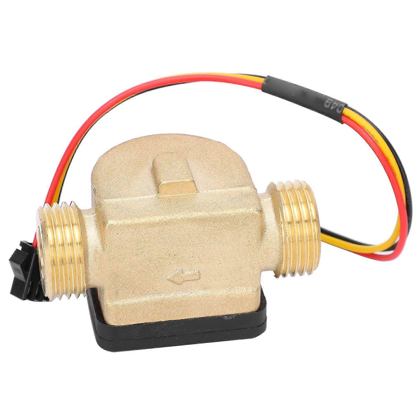 G1/2in Male Water Flow Sensor Counter Brass Hall Flowmeter DC 324V for Water Heaters Credit Card Machine