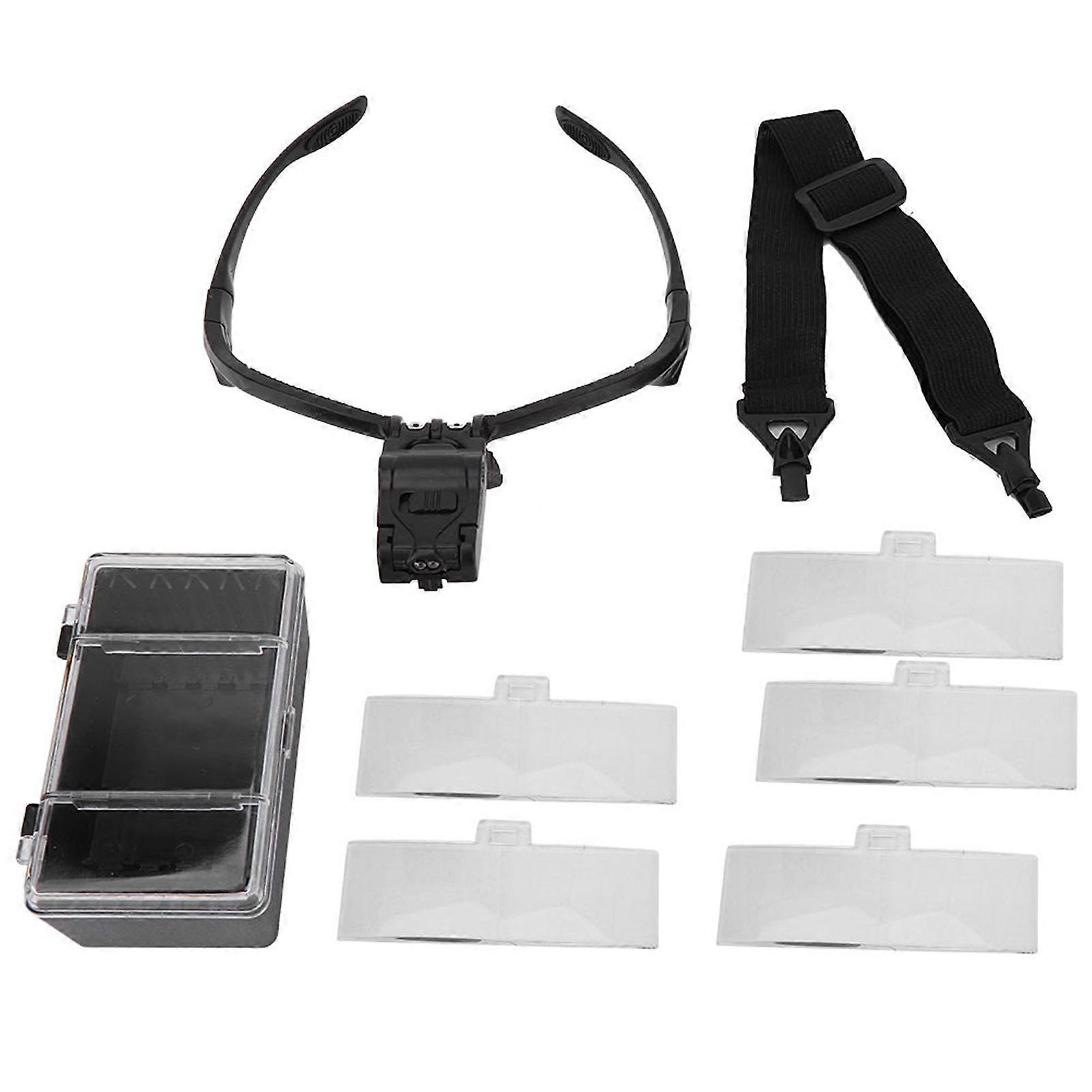 Eyeglass Type Headband Magnifier with 5 Lens LED Lamp for Eyelashes Extension Use
