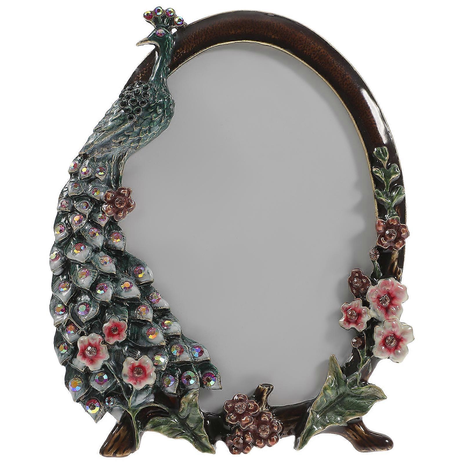 Retro Picture Frame with Decorative Peacock Desktop Holder 4Pcs Set