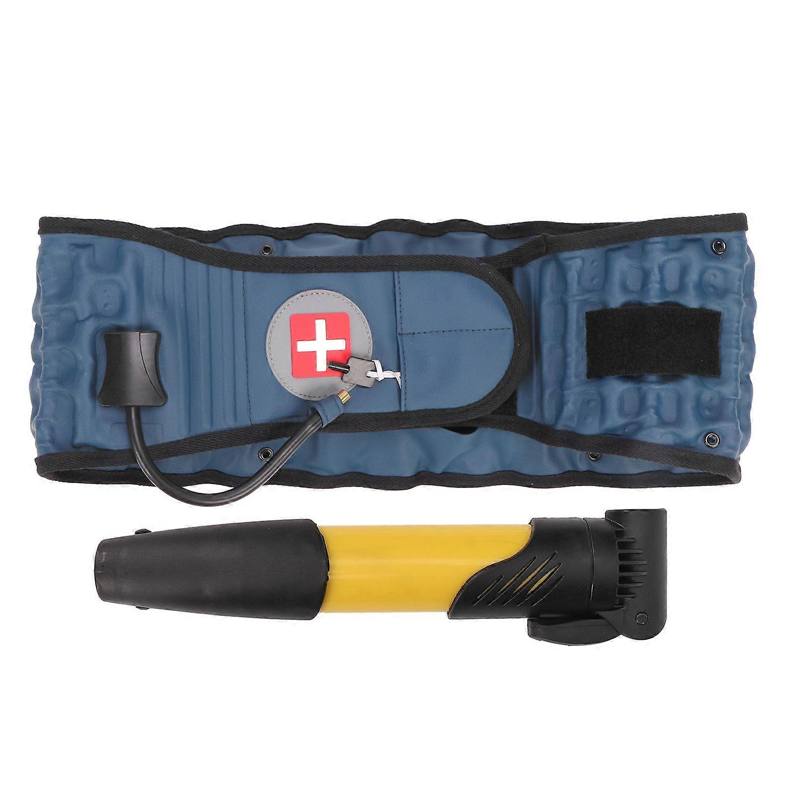 Lumbar Traction Belt Inflatable Improve Pain Back Decompression Belt Lumbar Support with Inflator Blue