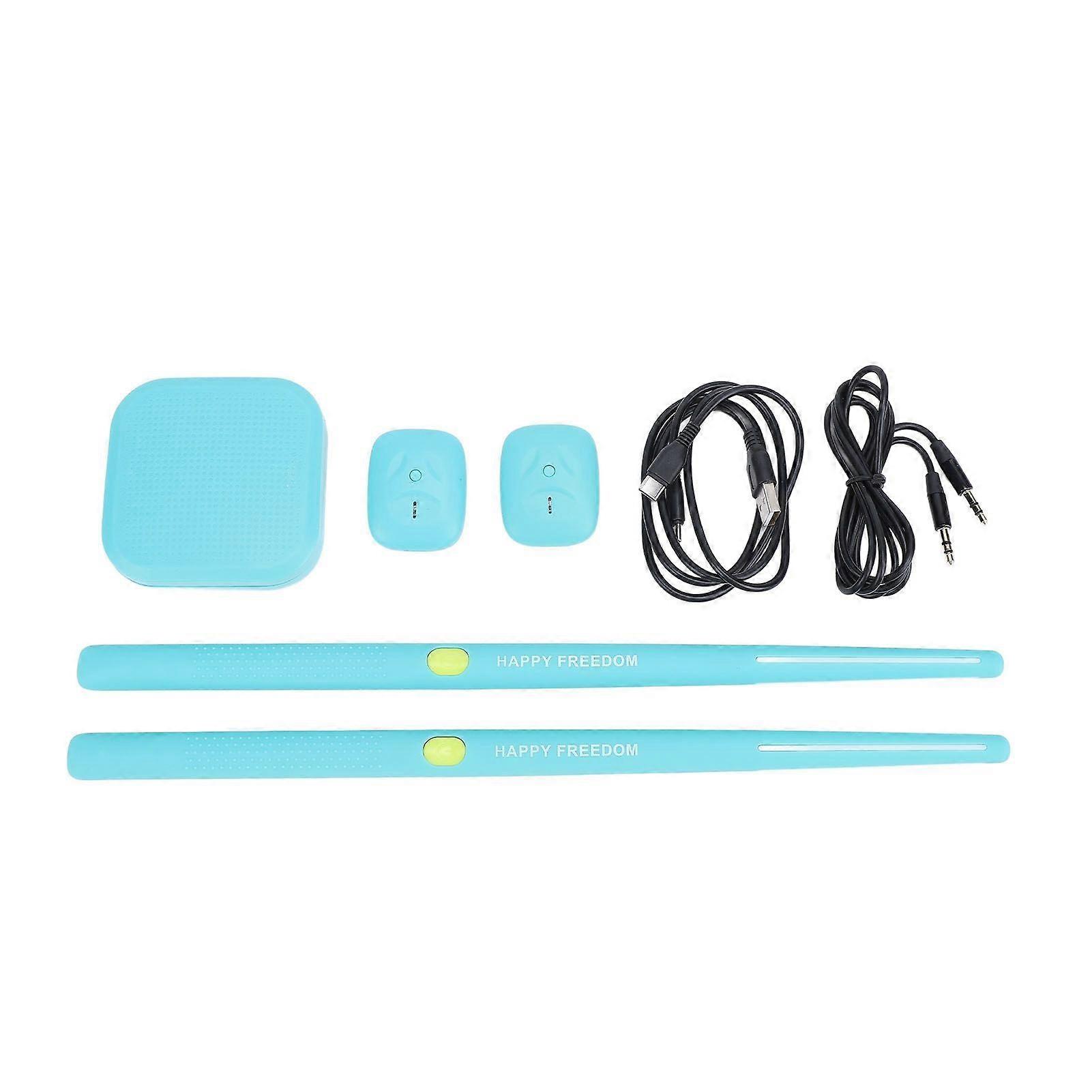 Electric Air Drum Set 3D Motion Sensing Portable Electronic Virtual Drum Kit with Drumsticks for Adults Kids Beginners Cyan