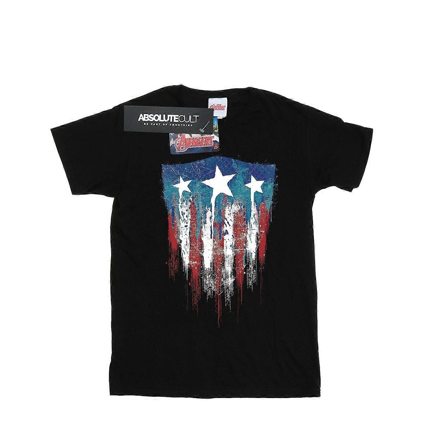 Camiseta Marvel Mens Captain America Flag Shield