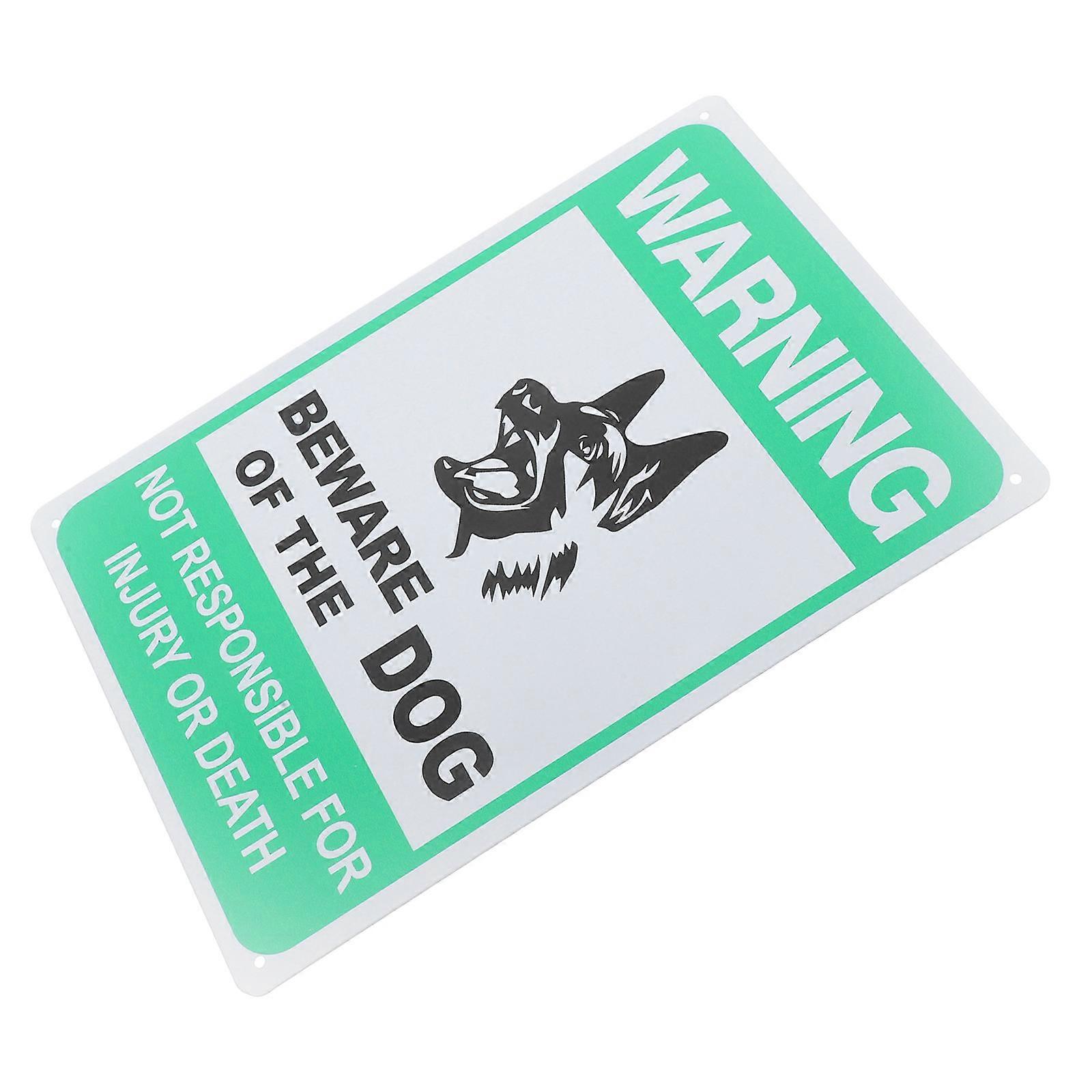 Green Vintage Metal Sign for Garden Use with Beware of Dog Warning