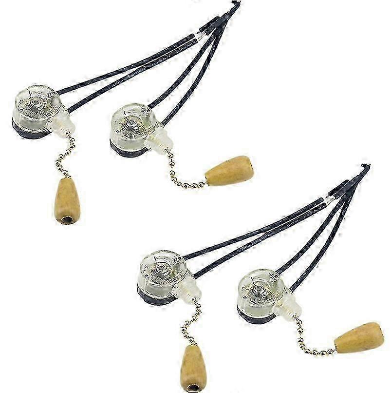 4 Pcs Pull Switch Home Fan Lamp Wall Light Replacement Pull Chain Cord Switch