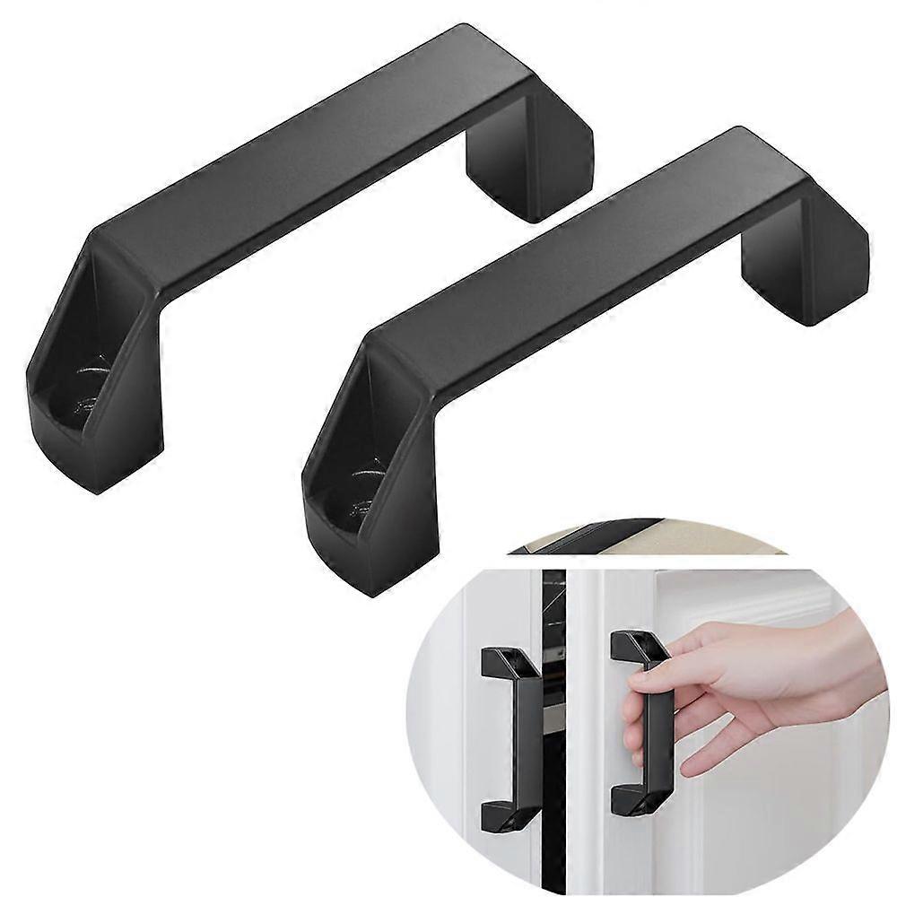 Pack of 2 Aluminum Alloy Handle Stirrup Shape Door Handle for Aluminum Profile, Black Industrial Handle for Garden, Boat (90mm)