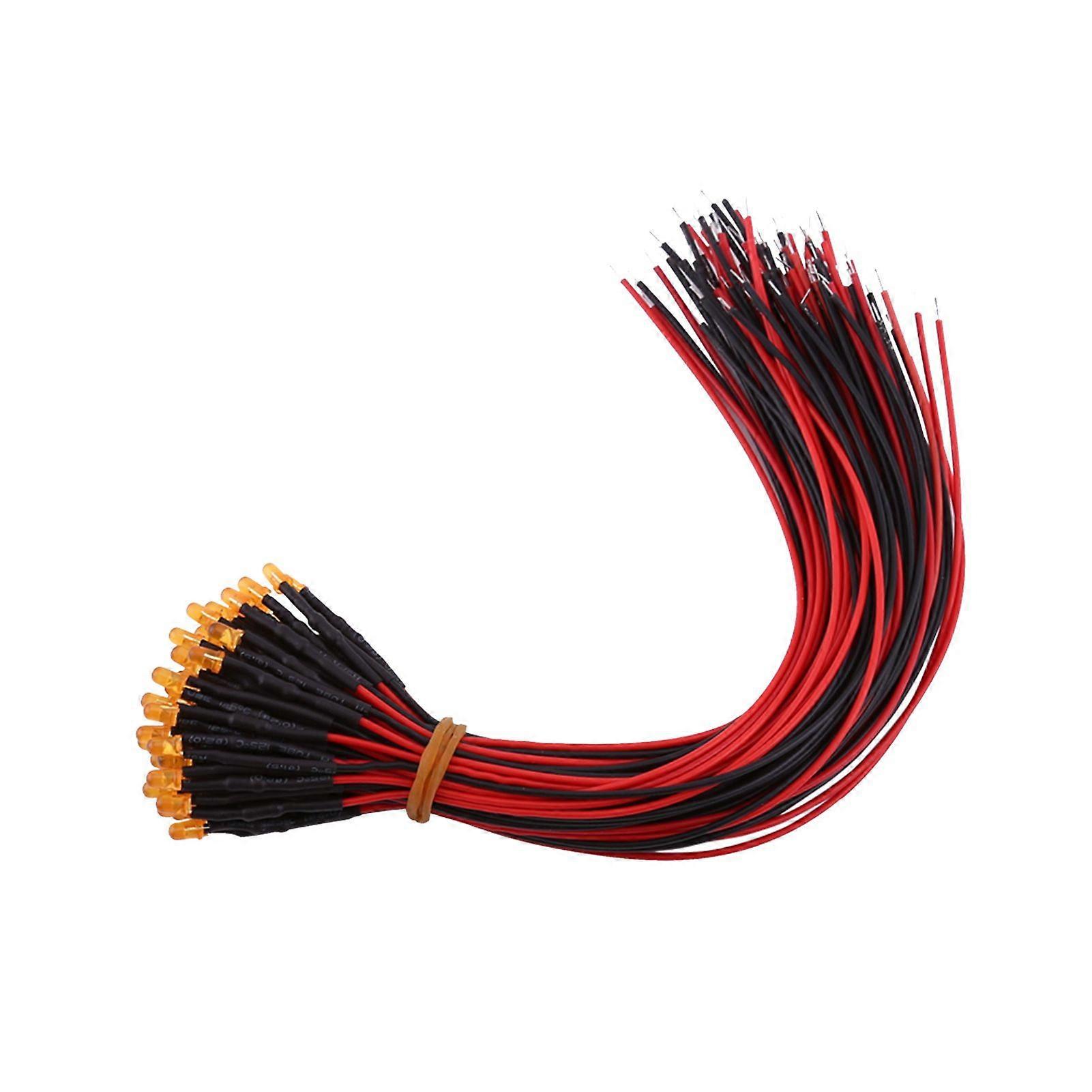50pcs Pre Wired DC12V Diffused LED Diodes Multi Colors Light 3mm Orange(#2)
