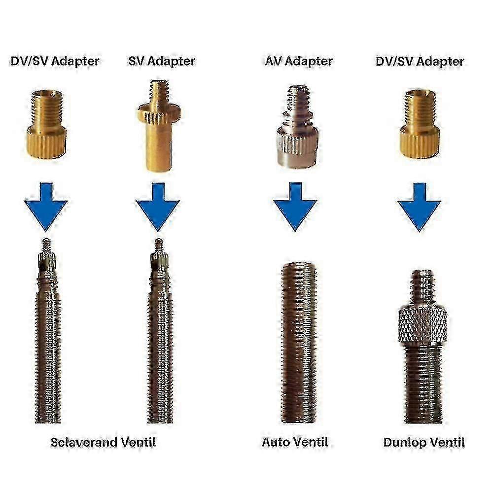 10 Pcs Inflator Pump Nozzle Kit with Presta Schrader Valve Adaptors for Road Fixi Cycling