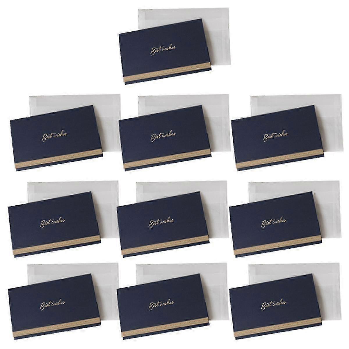 10 Pack Wedding Greeting Cards with Envelopes, Gold Foil Design Best Wishes Notes Navy Blue