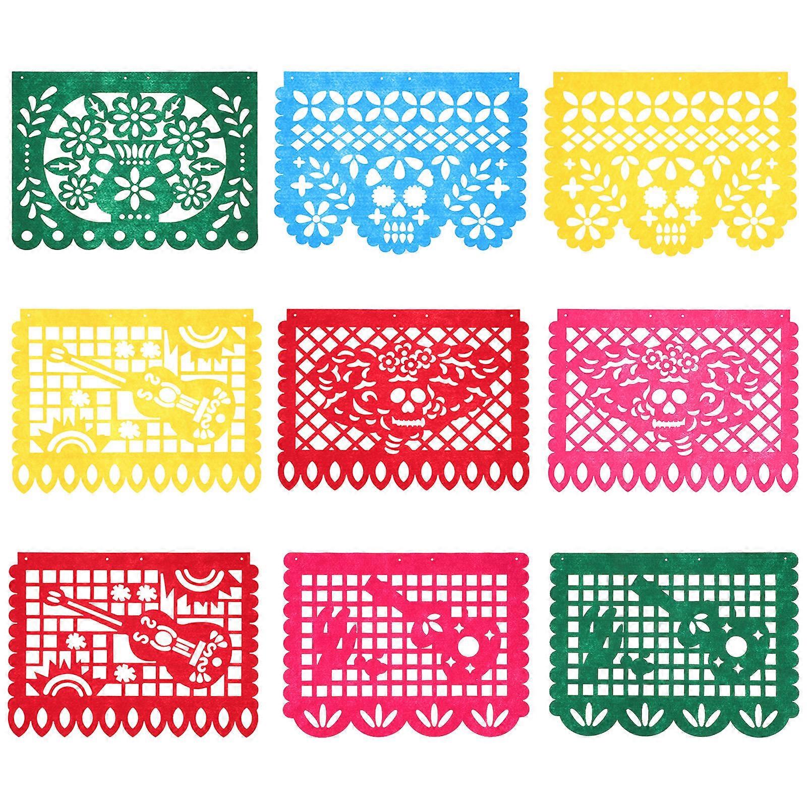 Mexican Themed Party Decorations Banner for Fiesta 3Sets Colorful Decorative Flags
