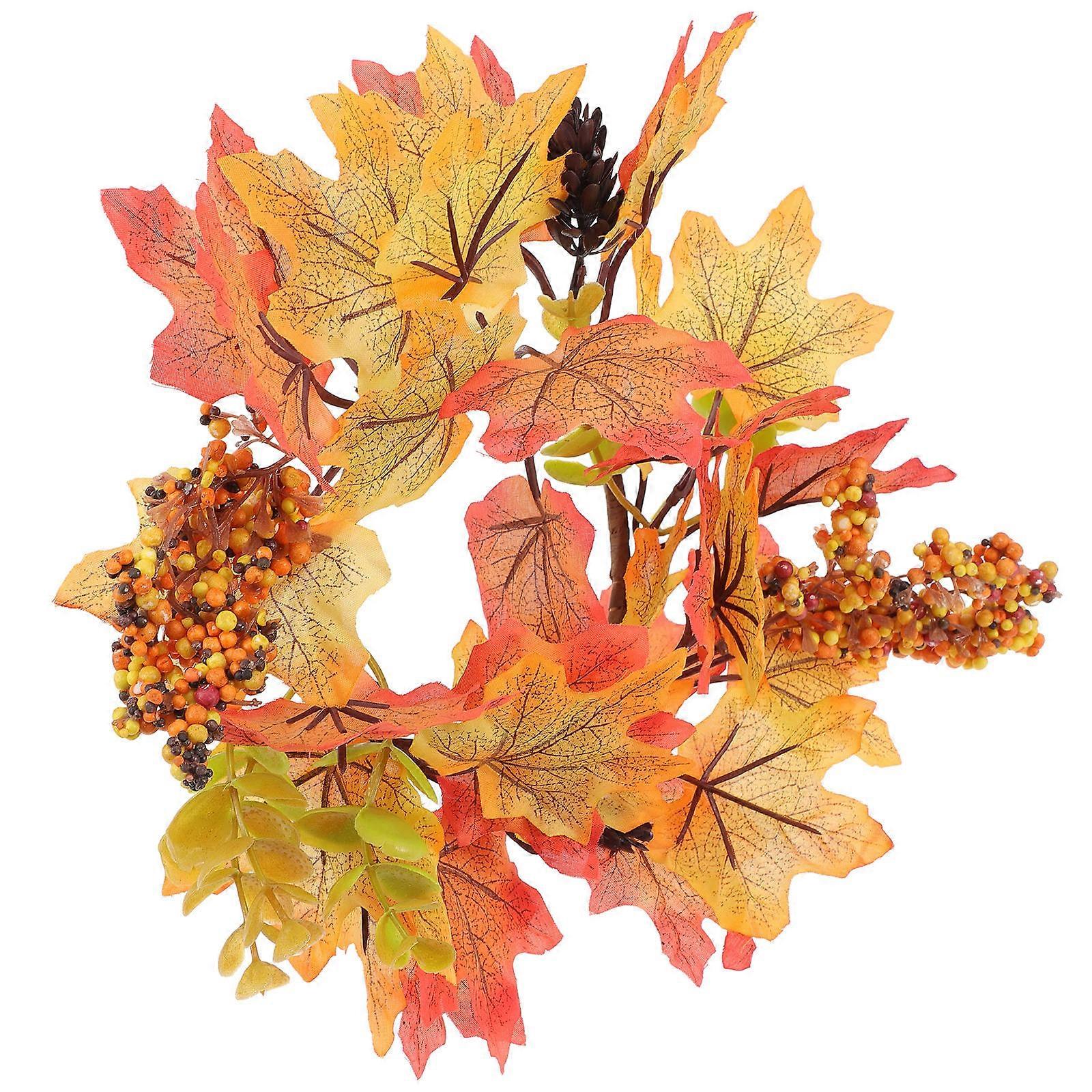 Fall Candle Rings 3Pcs Maple Leaf Candle Wreath Decorative Centerpiece For Weddings Birthdays And Festivals Assorted Color