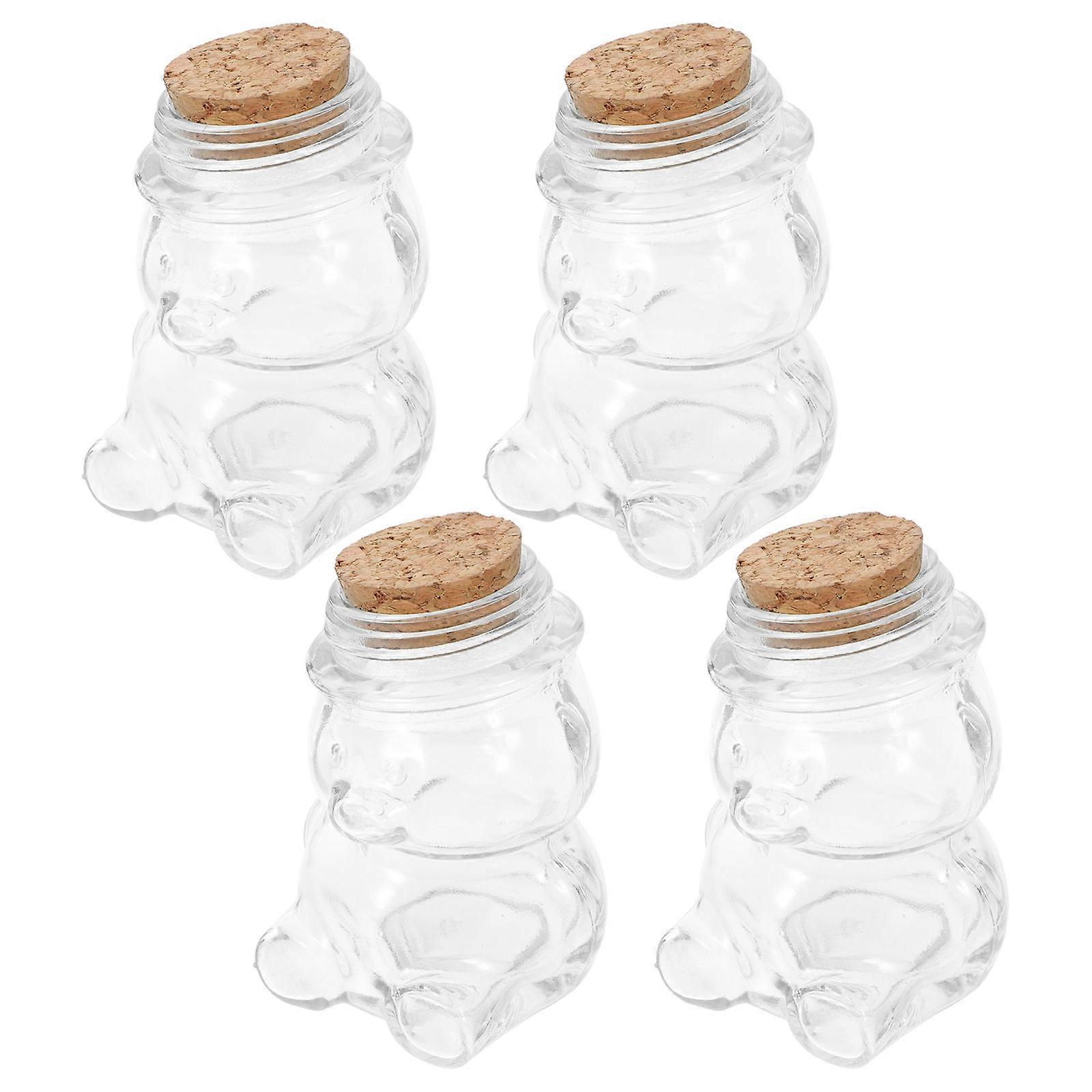 8Pcs Glass Bear Shape Jar for Storage Transparent Candy Storage Bottles