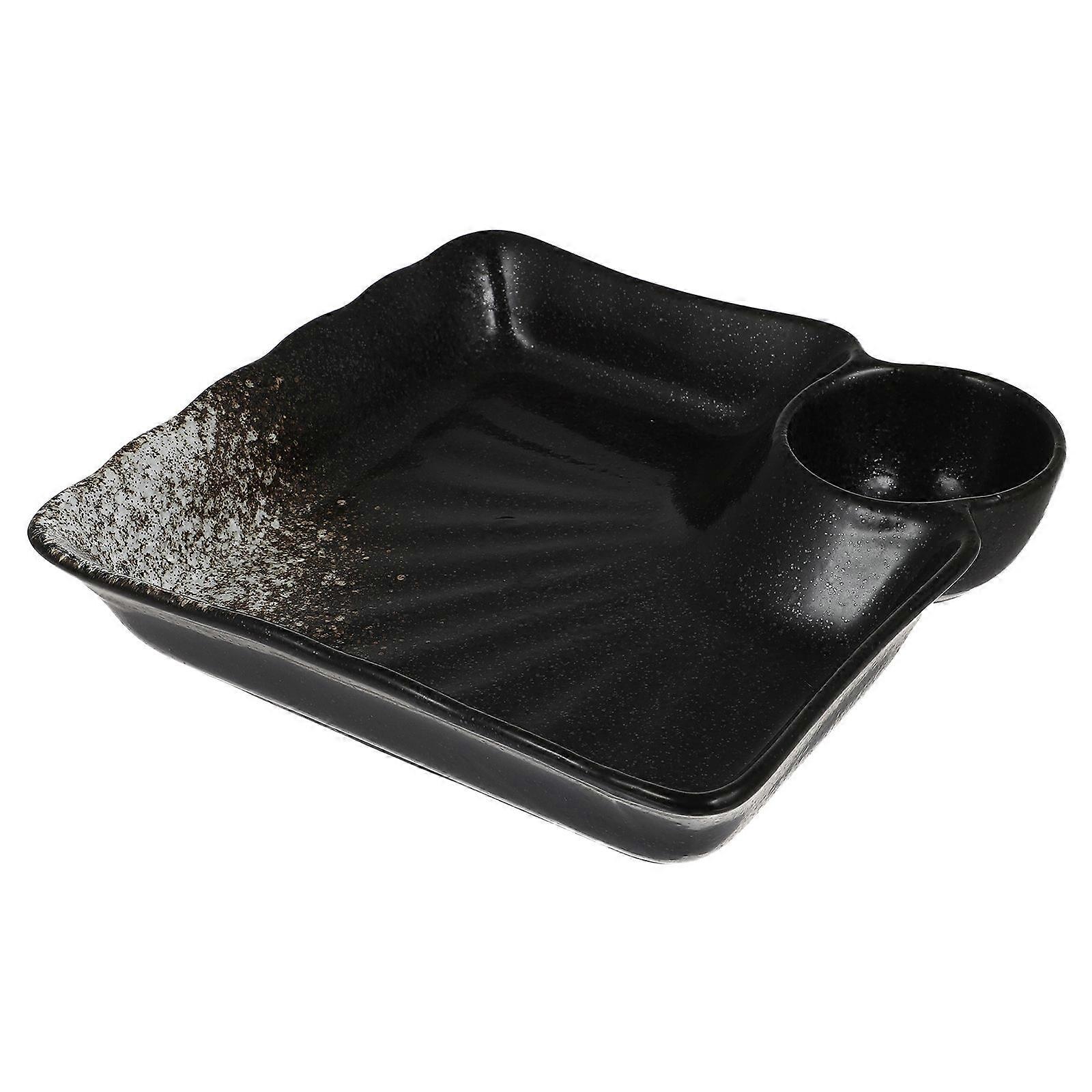 Japanese Ceramic Dumpling Dish for 3Pcs Black Dumpling Serving Plates