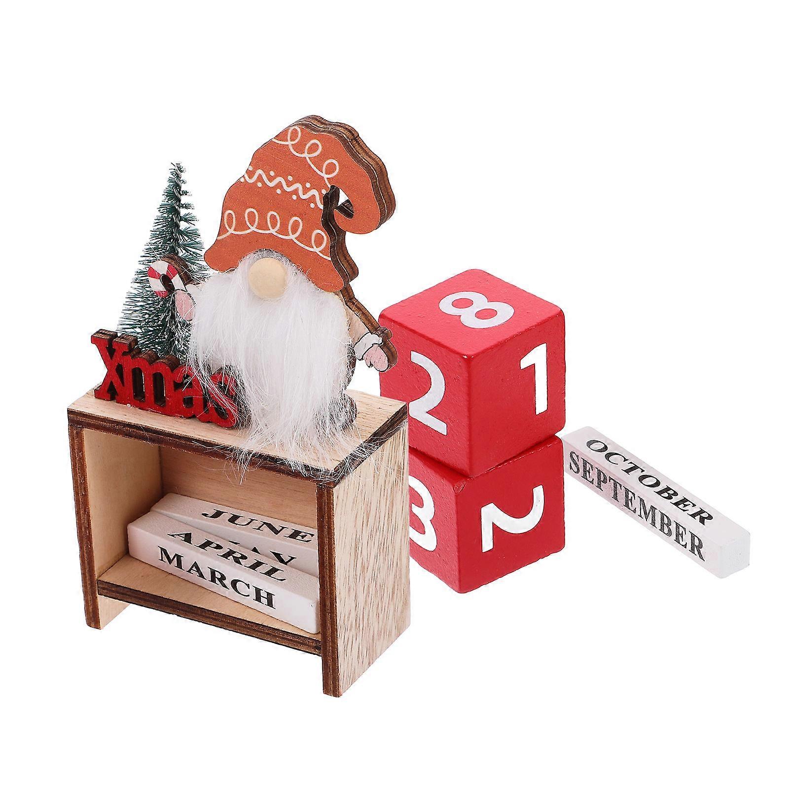 Xmas Calendar Decor Wooden Blocks Calendar for Reminding 3Pcs