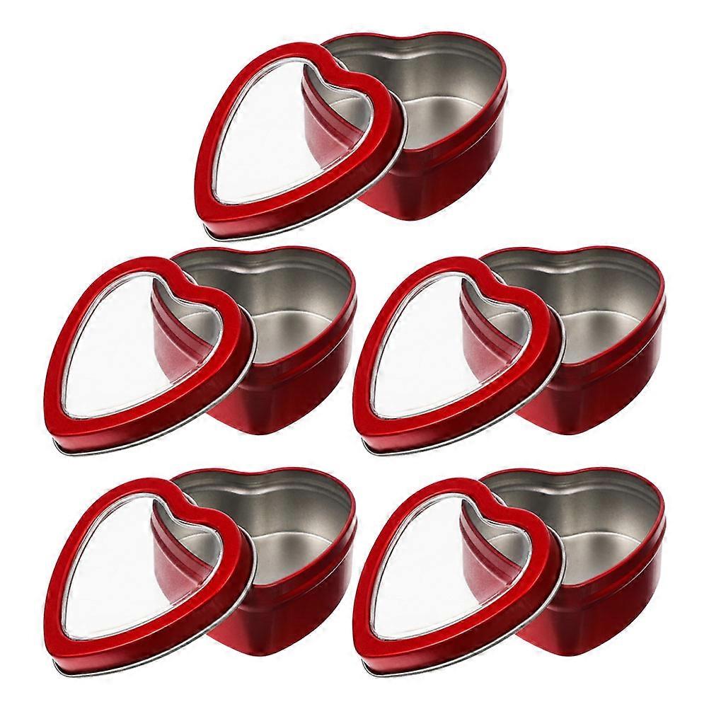 Valentine's Day Candy Containers Heart Shaped Tins 5Pcs Reusable Storage For Parties Gifts And Special Occasions
