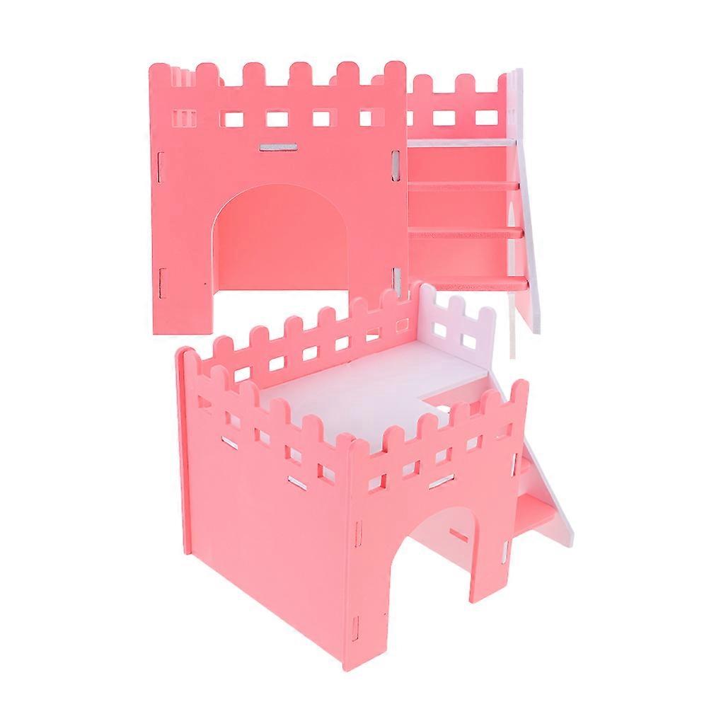 Double Layer Guinea Pig Hideout Hamster Hideout with Ladder 2Pcs