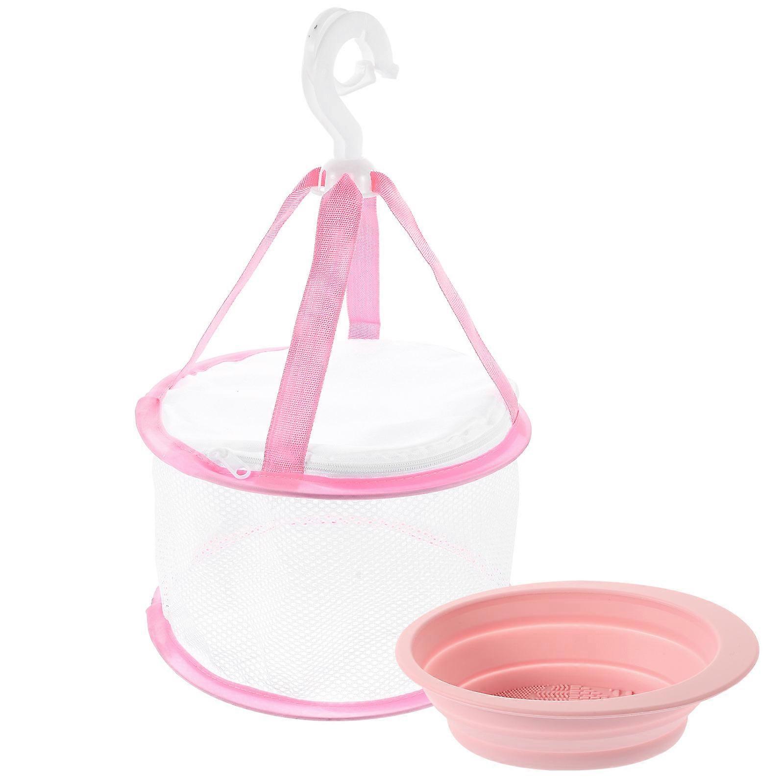 Makeup Brush Cleaner Silicone Cleaning Mat for 2Sets with Hanging Drying Net