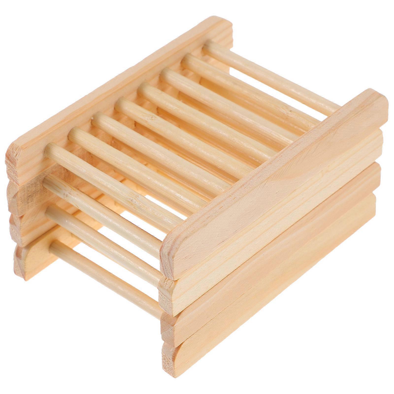 Wood Soap Holder Soap Dish Bathroom Use with Self Draining 8Pcs