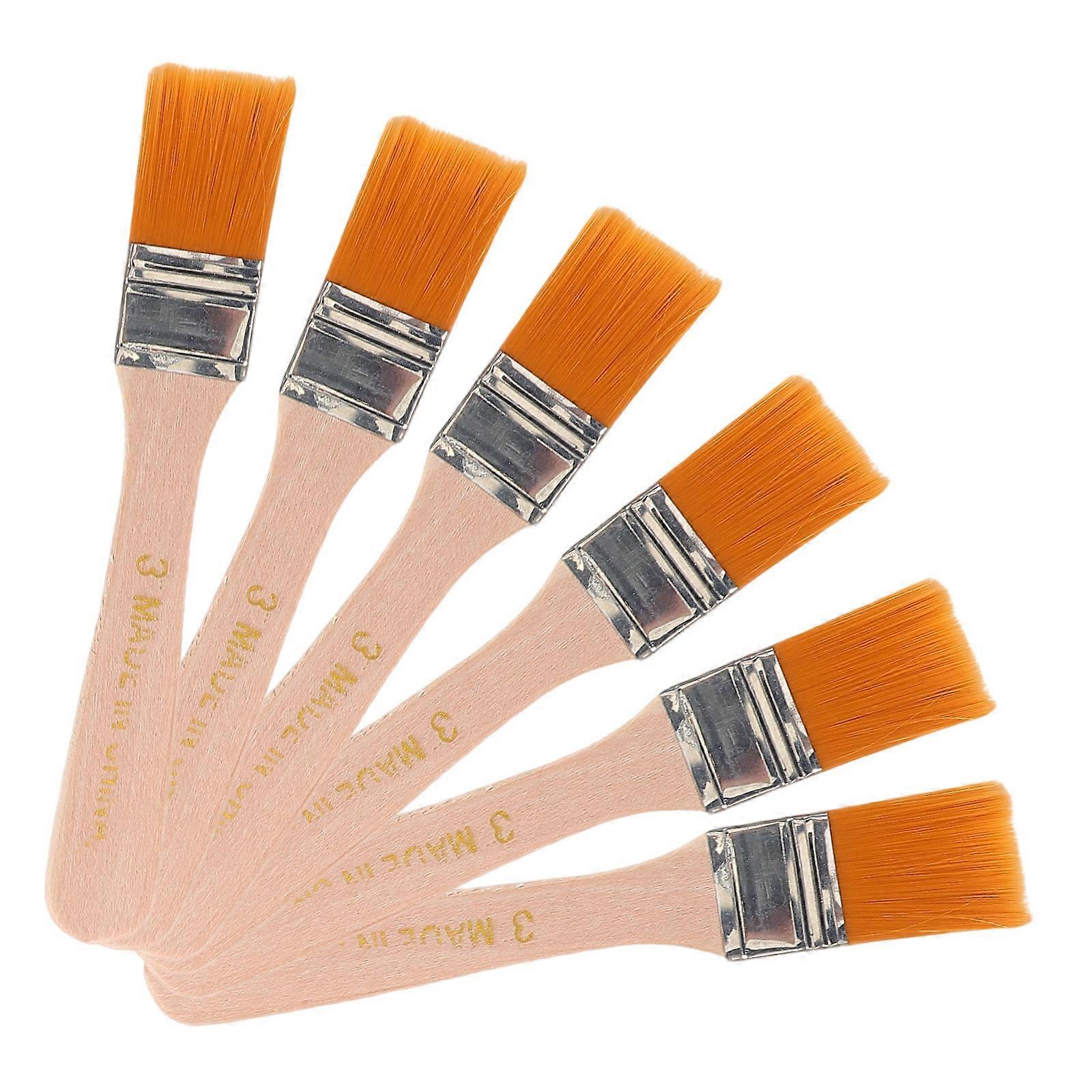 Multi Purpose Nylon Paintbrush Set with Wood Handle for Home Use 6Pcs