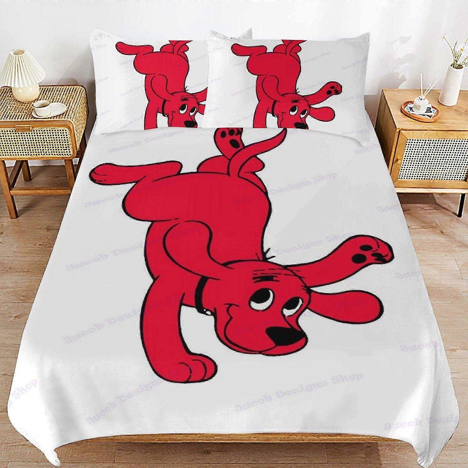 Parure de lit S516 Clifford le grand chien rouge, sans plis, avec fermeture éclair douce et nombre de fils élevé.