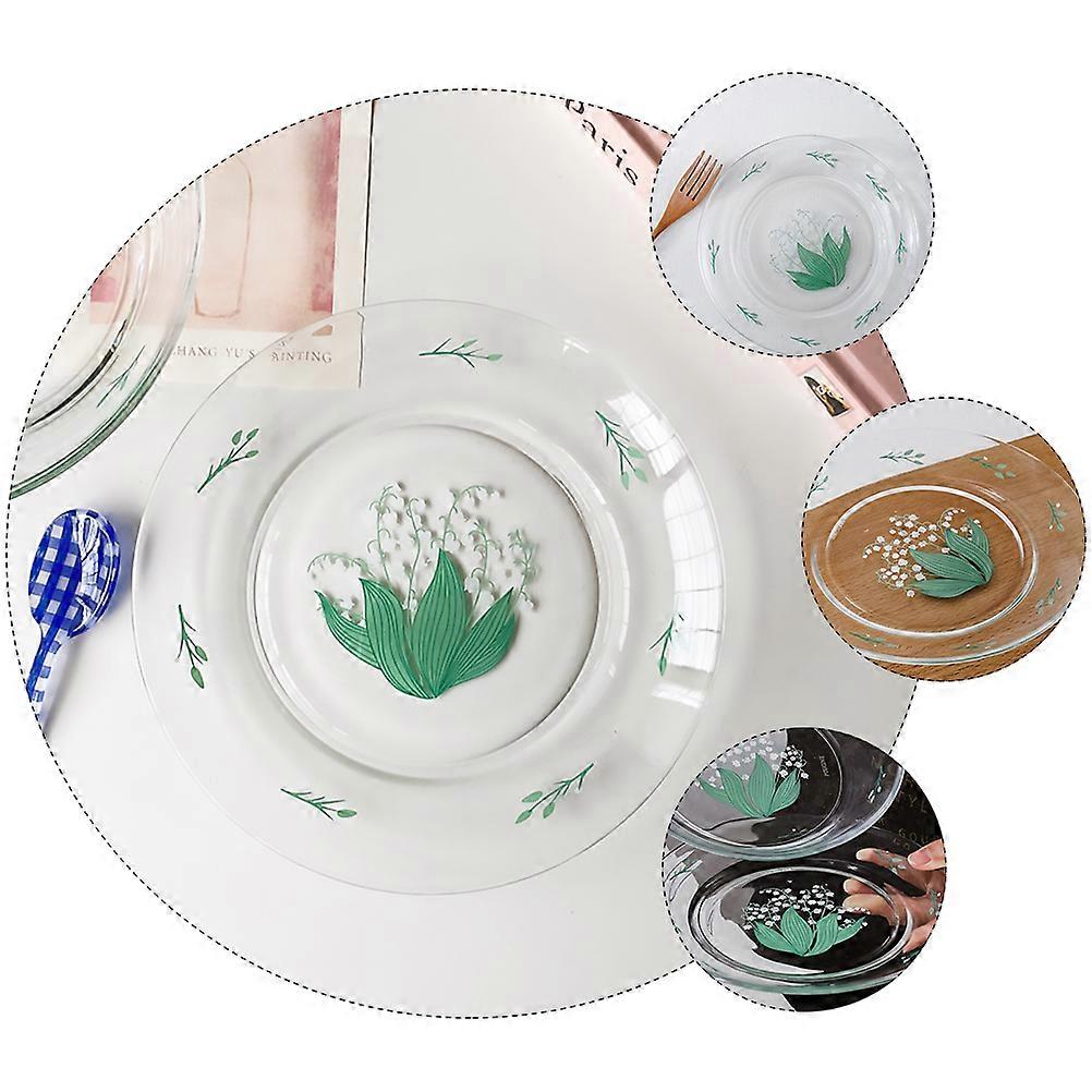 Fruit Plate Glass Flower Pattern for Serving 1Pcs Glass Salad Plate