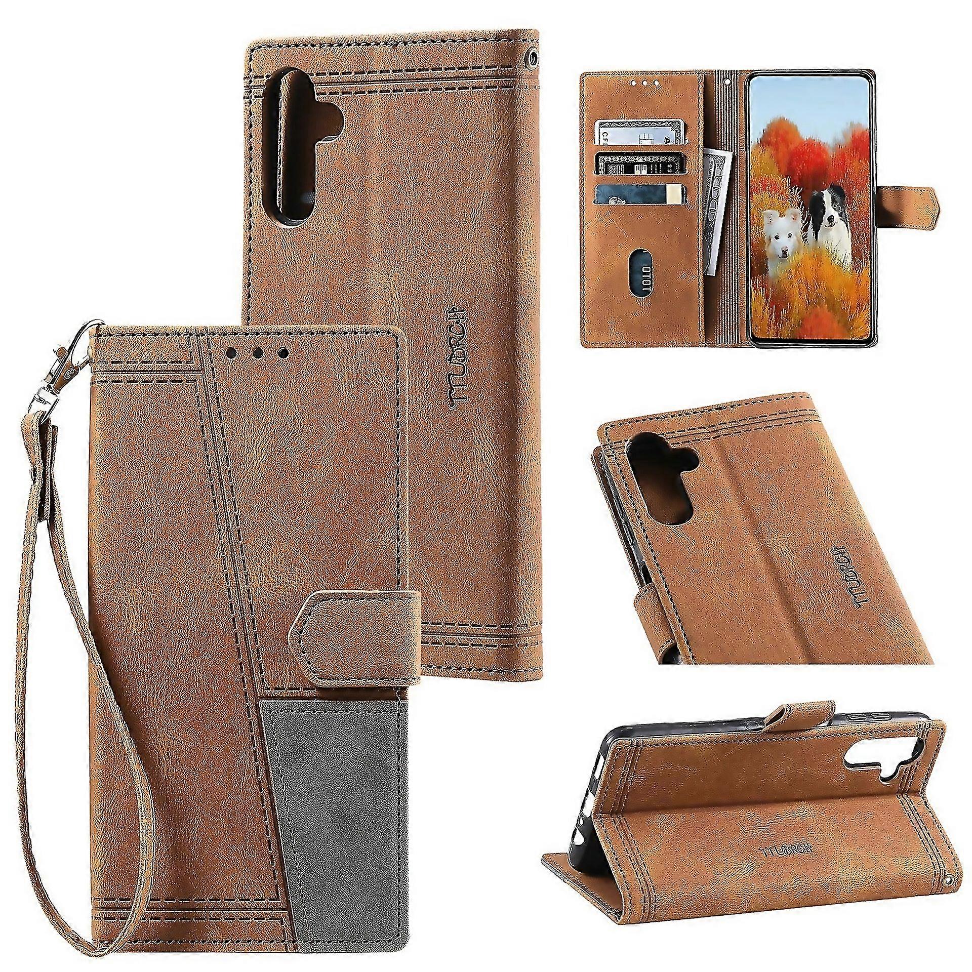 For Ttudrch Embossed Line Splicing Leather Phone
