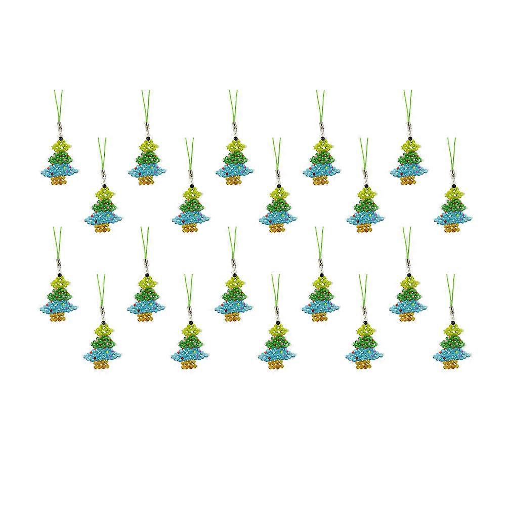 Christmas Tree Pendant Colored Bead Keychain 20Pcs for Window Hanging