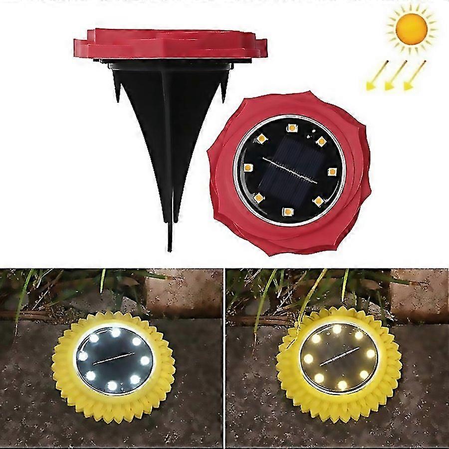 For 2 Pcs 8 Leds Solar Petals Buried Lamp Waterproof Garden Lawn Light Specification Rose Light Red
