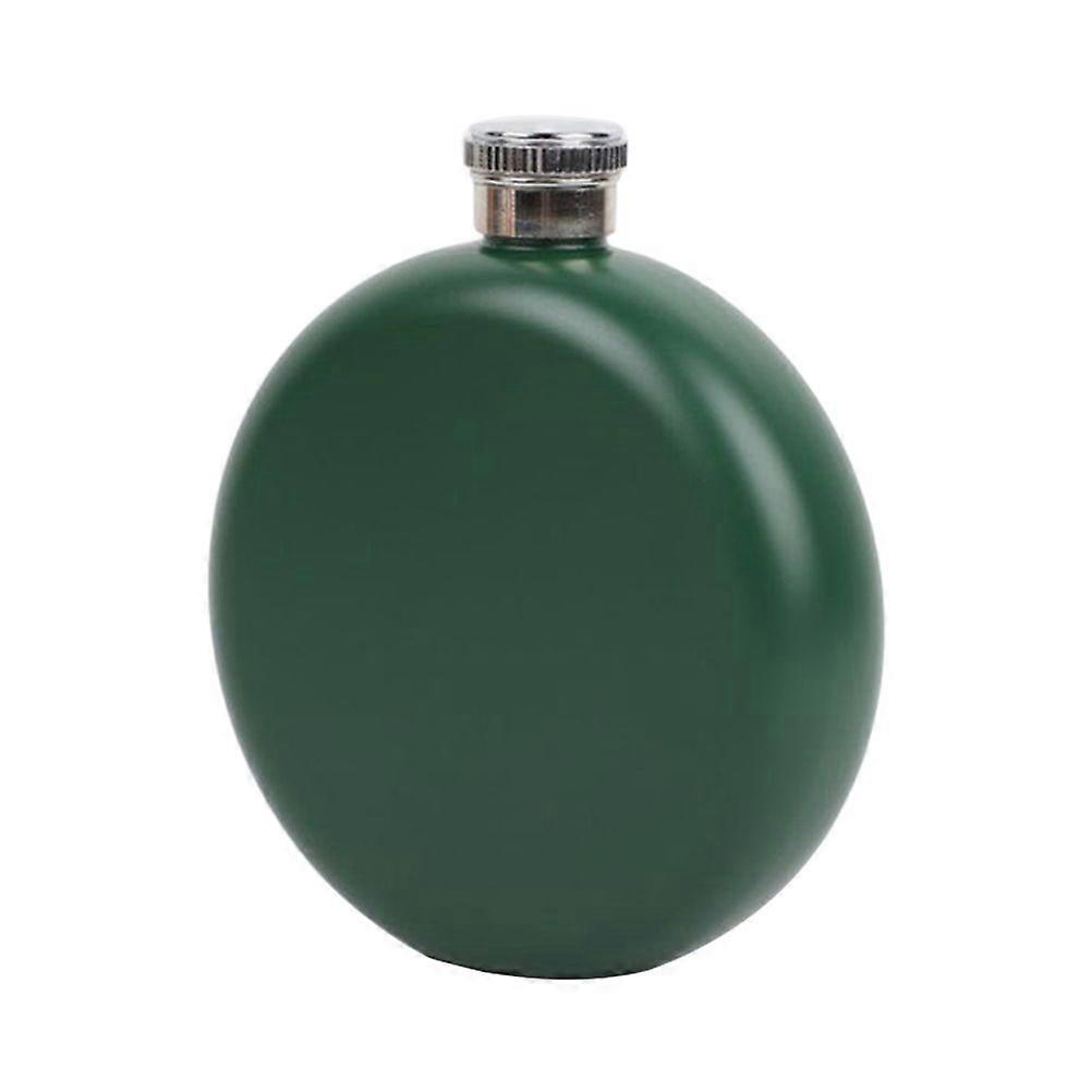 Stainless Steel Flat Lid Jug Portable Round Hip Flask Whiskey Bottle for Men and Women(Green)