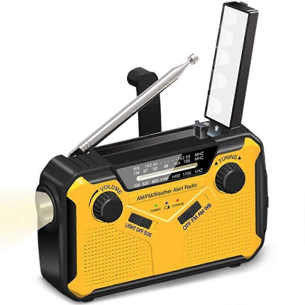 Hand Crank Emergency Radio Solar Weather Radio Reading Lamp, 2500mAh Power Bank, SOS Alarm
