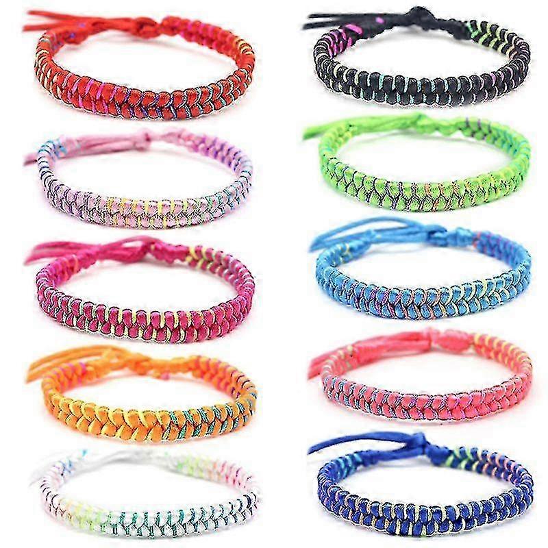 2025 10pcs Handmade Colorful Nepal Woven Friendship Bracelets With A Sliding Knot Closure Unisex Adjustable Mix Colors Random