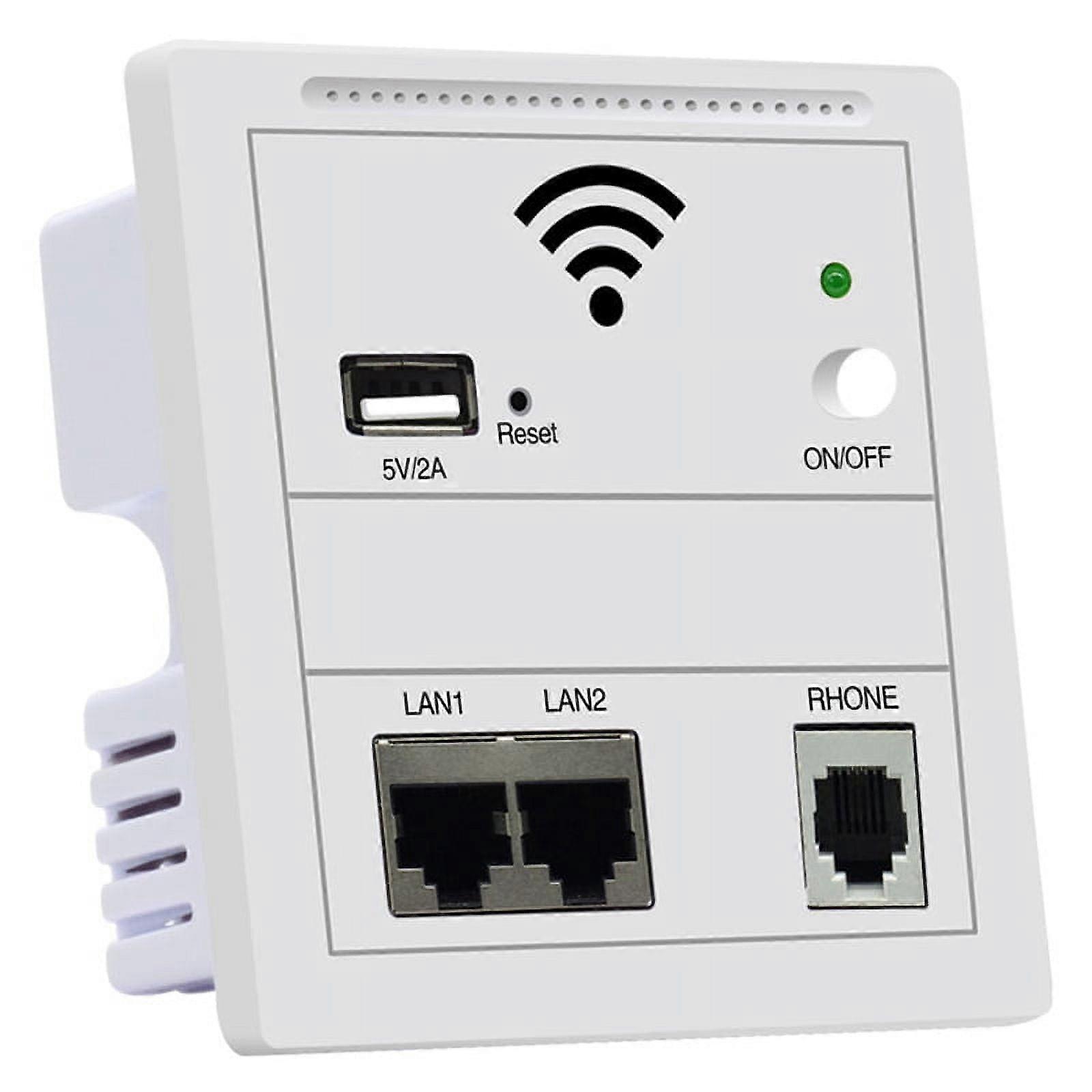 Wireless Panel AP 300Mbps Repeater Wifi Extender POE Wall Router, Access Point WiFi with USB Charging POE 48V