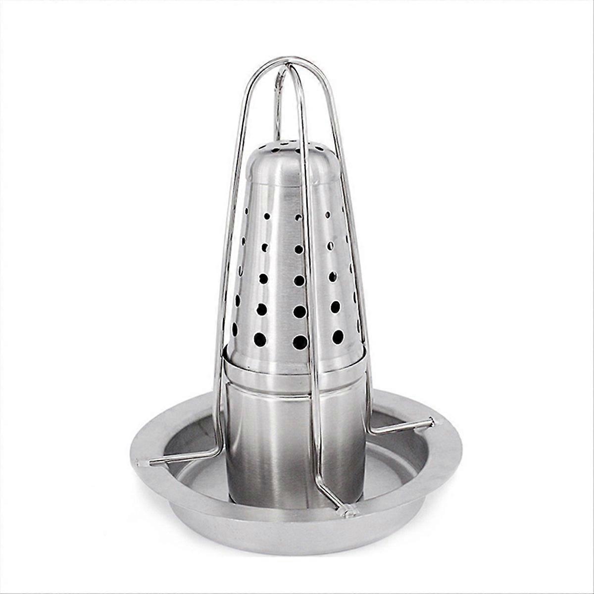 Chicken Roaster Stand Beer Can Vertical Chicken Holder with Drip Pan Upright Chicken Barbecue Rack f