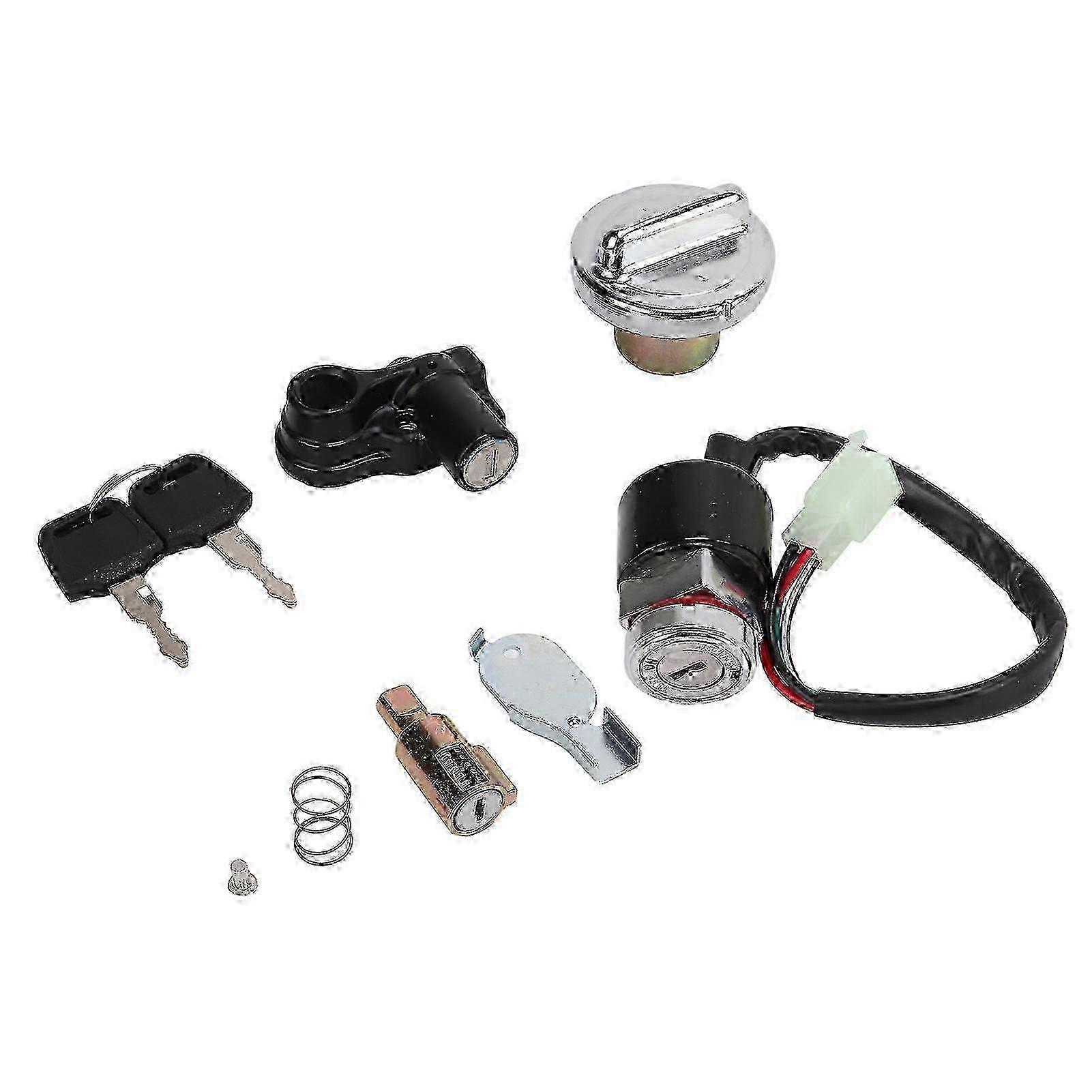Ignition Switch Gas Cover Kit with Helmet Lock and 2 Key Replacement for Dax Skyteam 50cc - 125cc Quad Bikes