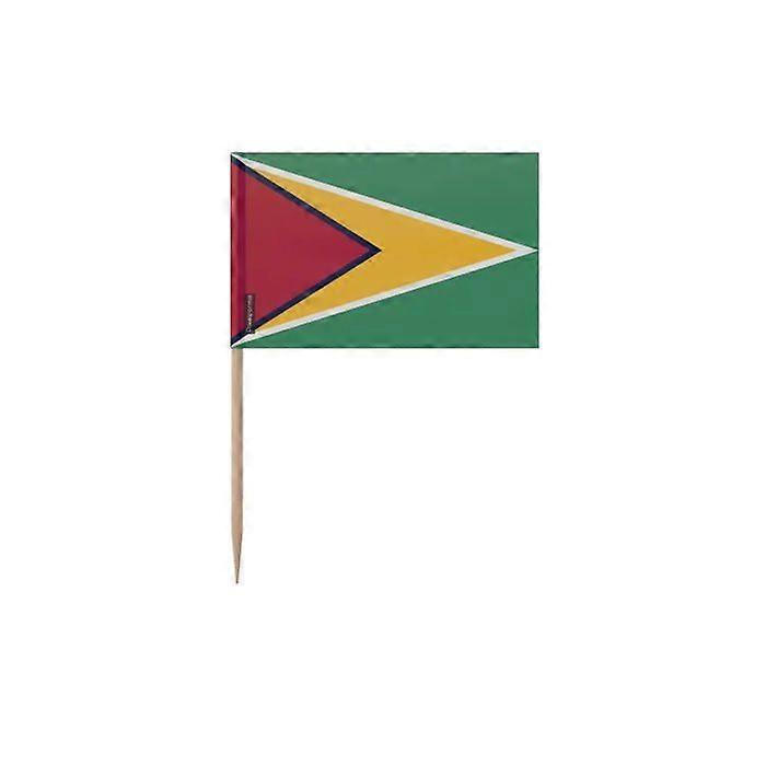 Toothpicks Guyana Flag - 8 cm - 100 pieces - Adhesive plastic - Bamboo stick - Pixelforma