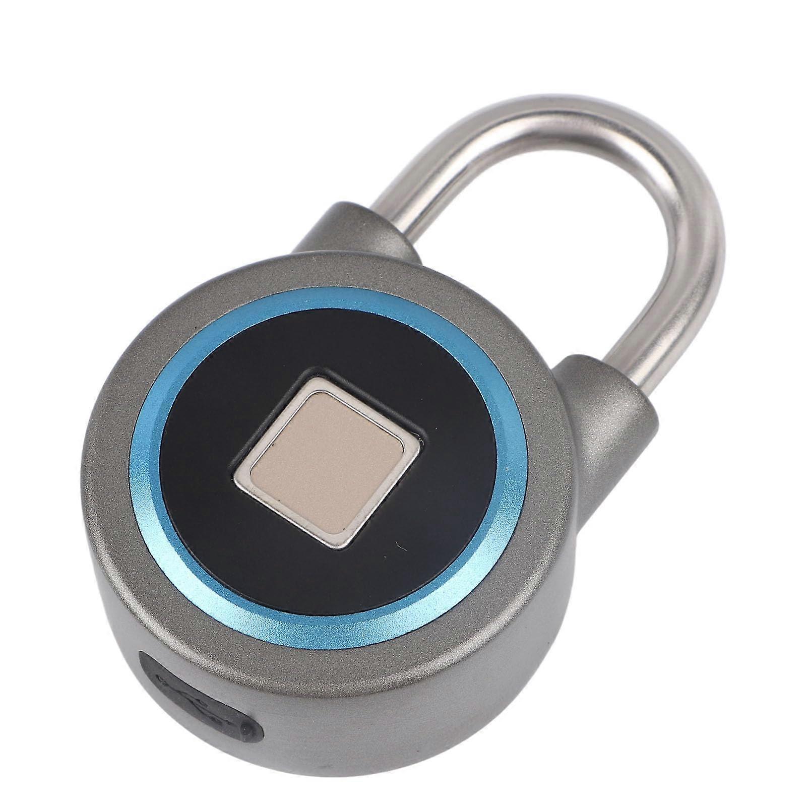Electronic Lock Anti Theft Fingerprint Padlock App Controlled Portable For Gym And Drawer Blue