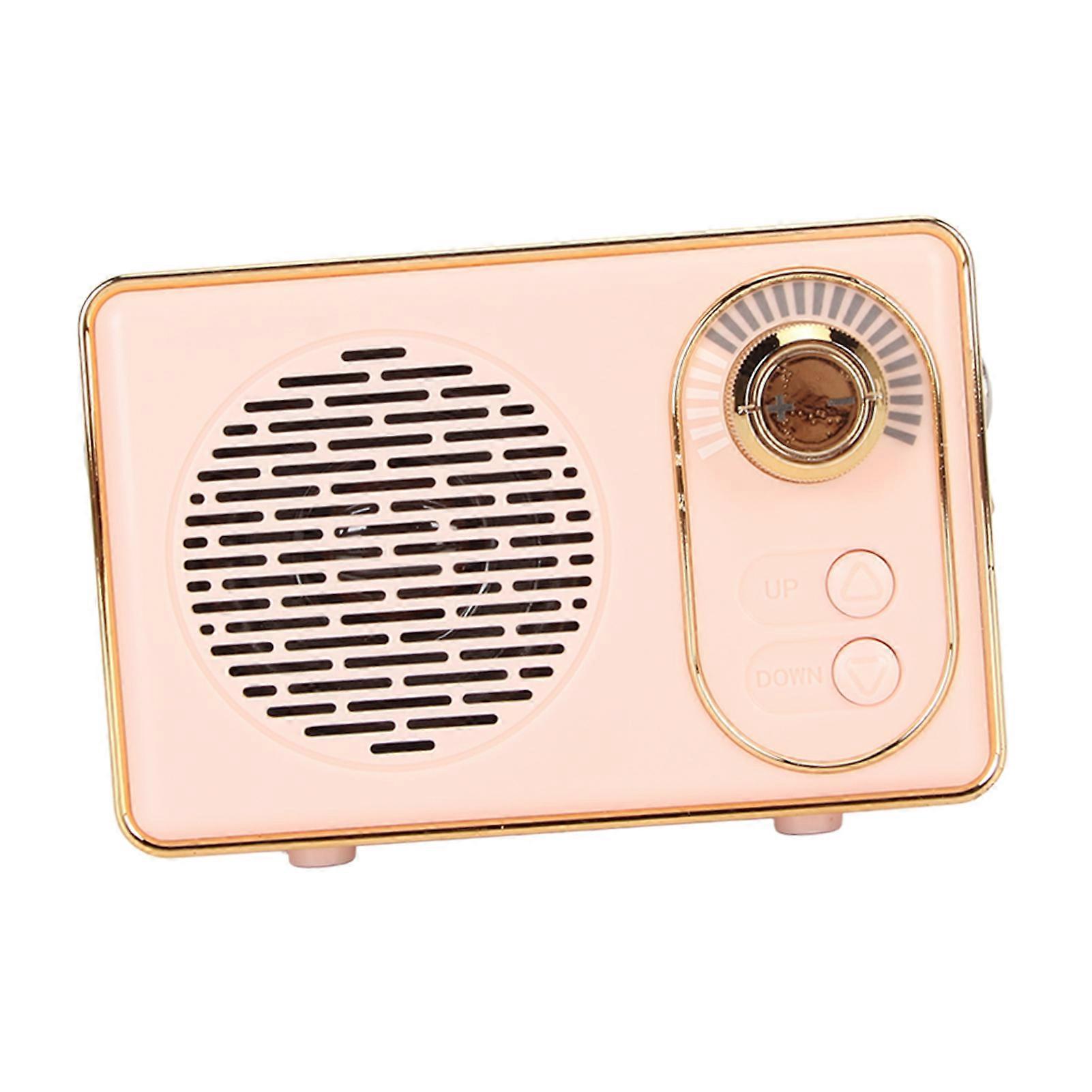 Retro Bluetooth 5.0 Speaker Vintage Mini Bluetooth Speaker Memory Card AUX USB Rechargeable MP3 Player for Camping Party Gift Pink 