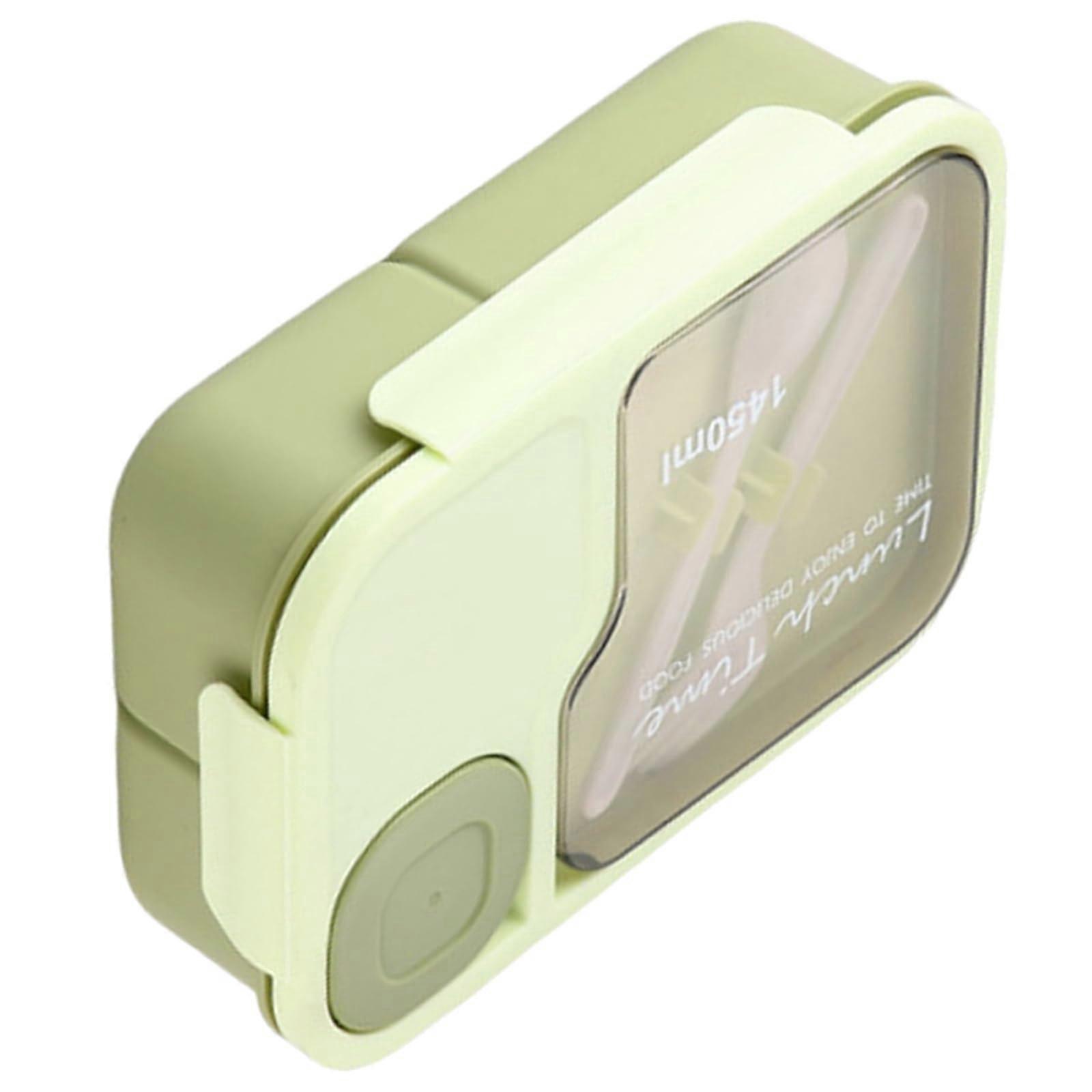 Portable Lunch Box Set With Utensils Functional Food Storage Case With Separate Compartments Green