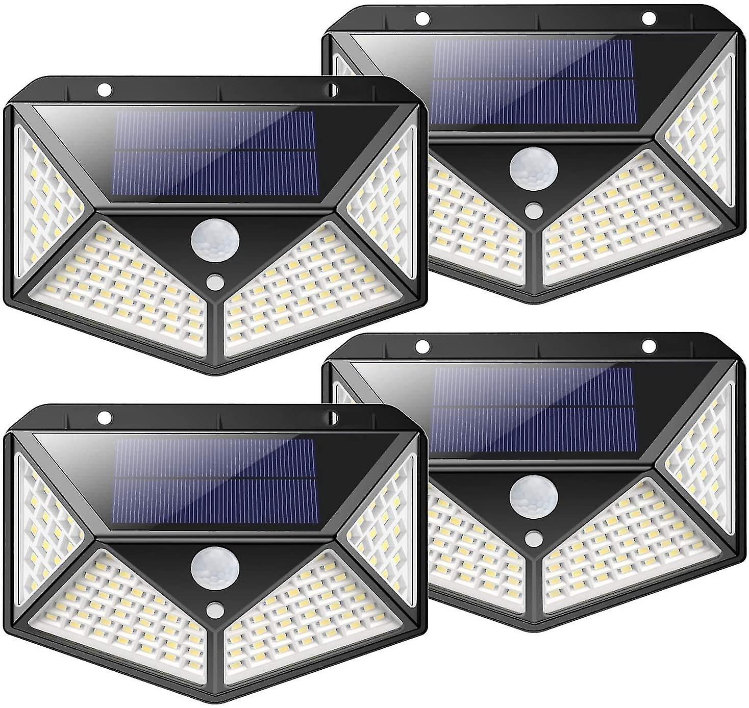 Udendørs Solar Lamp 100 Led Udendørs Solar Lighting Motion Detector, Solar Light Med 3 Lighting Modes-4pack