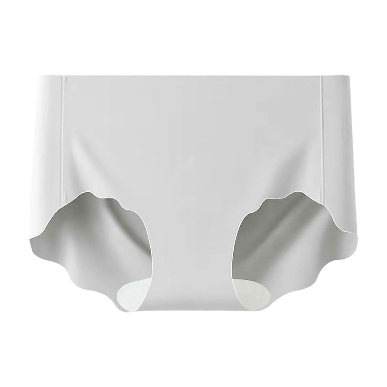 Women's Ice Silk No Show Panties Ice Silk Wavy Edge Underwear Briefs Solid Color Full Coverage Underpants Intimates  Frosted ash XL