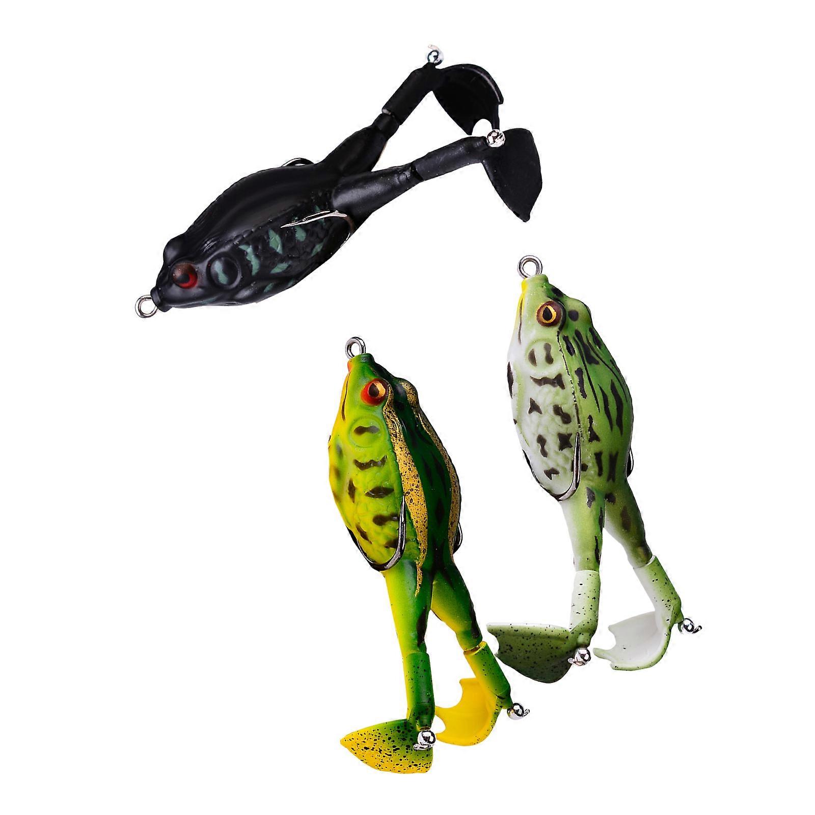 3er-Pack Oberflächenköder in Froschform, Doppelpropeller, Silikon, weiche Kunstköder, Süßwasserköder, Swimbait, mehrfarbig