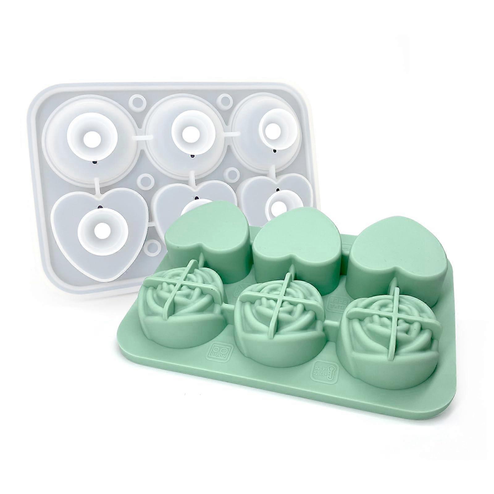Heart Rose IceCube Tray Silicone Mold EasyRelease Multifunction Baking Molds IceCube Trays RoseBall Maker