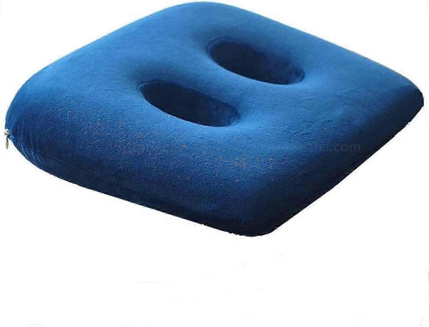Memory foam cushion compatible with sitting bones relief and lower back support