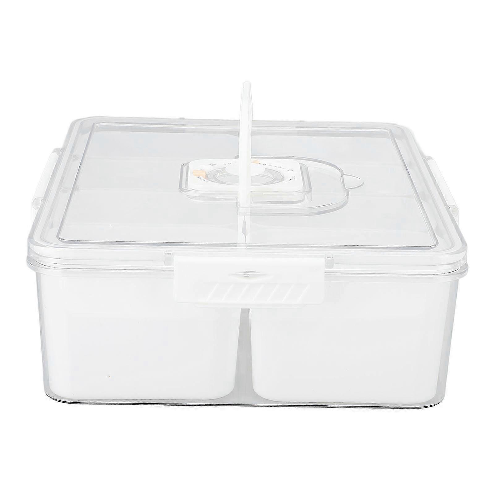 8-Compartment Plastic Serving Tray with Lid & Handle - Clear Snack & Fruit Storage for Party Entertaining