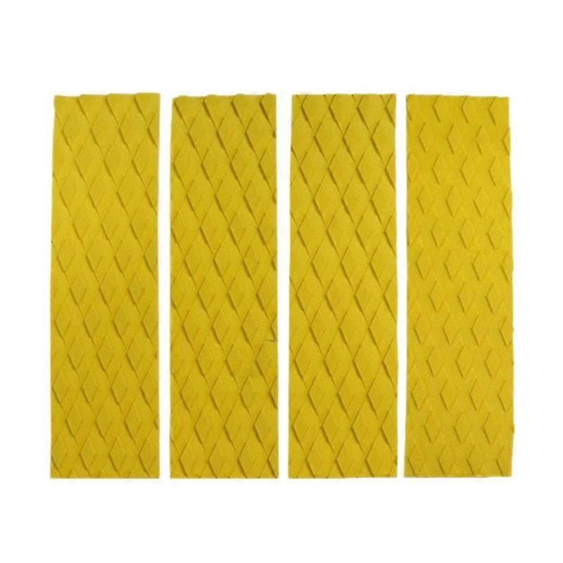 4 יחידות / לוט גלישה כרית משיכה קדמית-SUP החלפת שטיח אחיזת סיפון גלשן בדבק (צהוב)