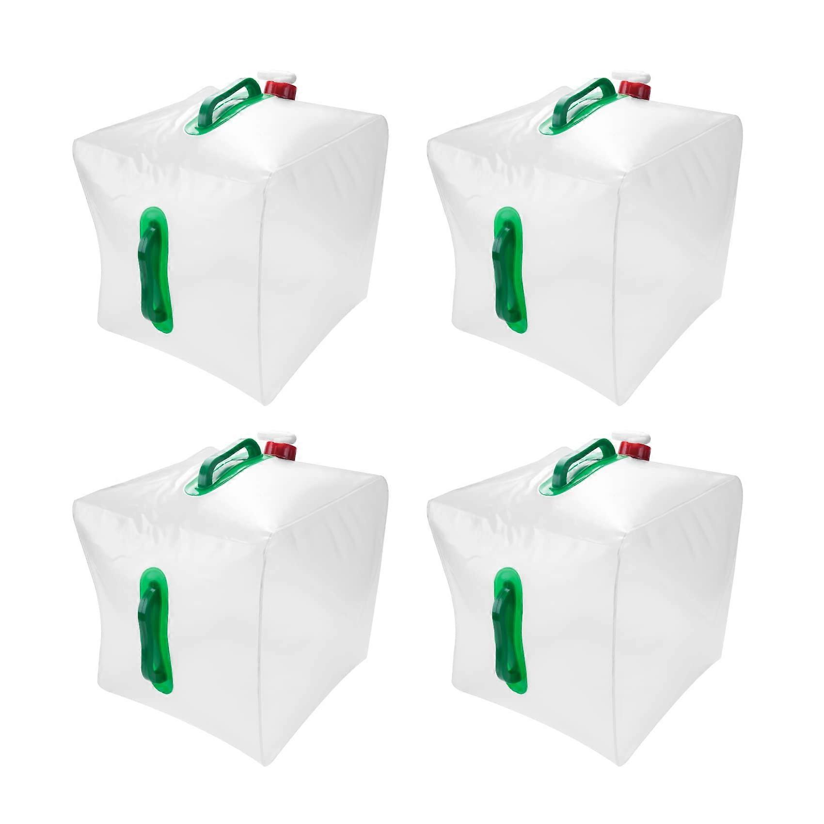 Set of 4 Foldable Water Canisters 20 L Capacity, Collapsible Water Storage, With Handle and Pouring Tap, 4Pack