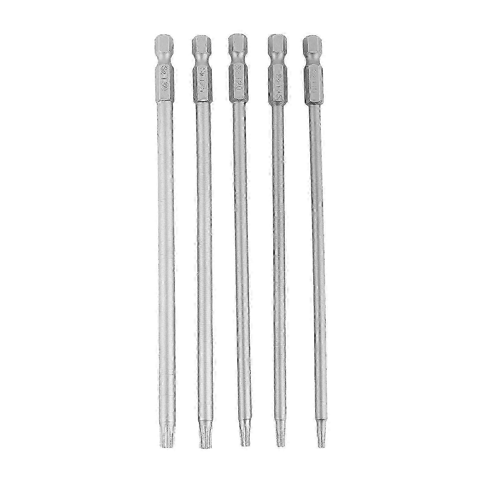 5 Pcs 150mm 1/4 Hex Shank T10-T30 Magnetic Security Star Screwdriver Bits Kit适用于某品牌