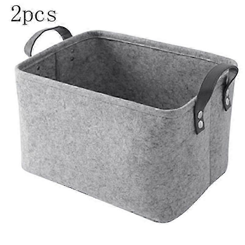 Felt Polyester Baskets, Solid Rectangular Design With Handles For Eco Friendly Material, Soft Durable Foldable Bins For Versatile Storage, Convenient