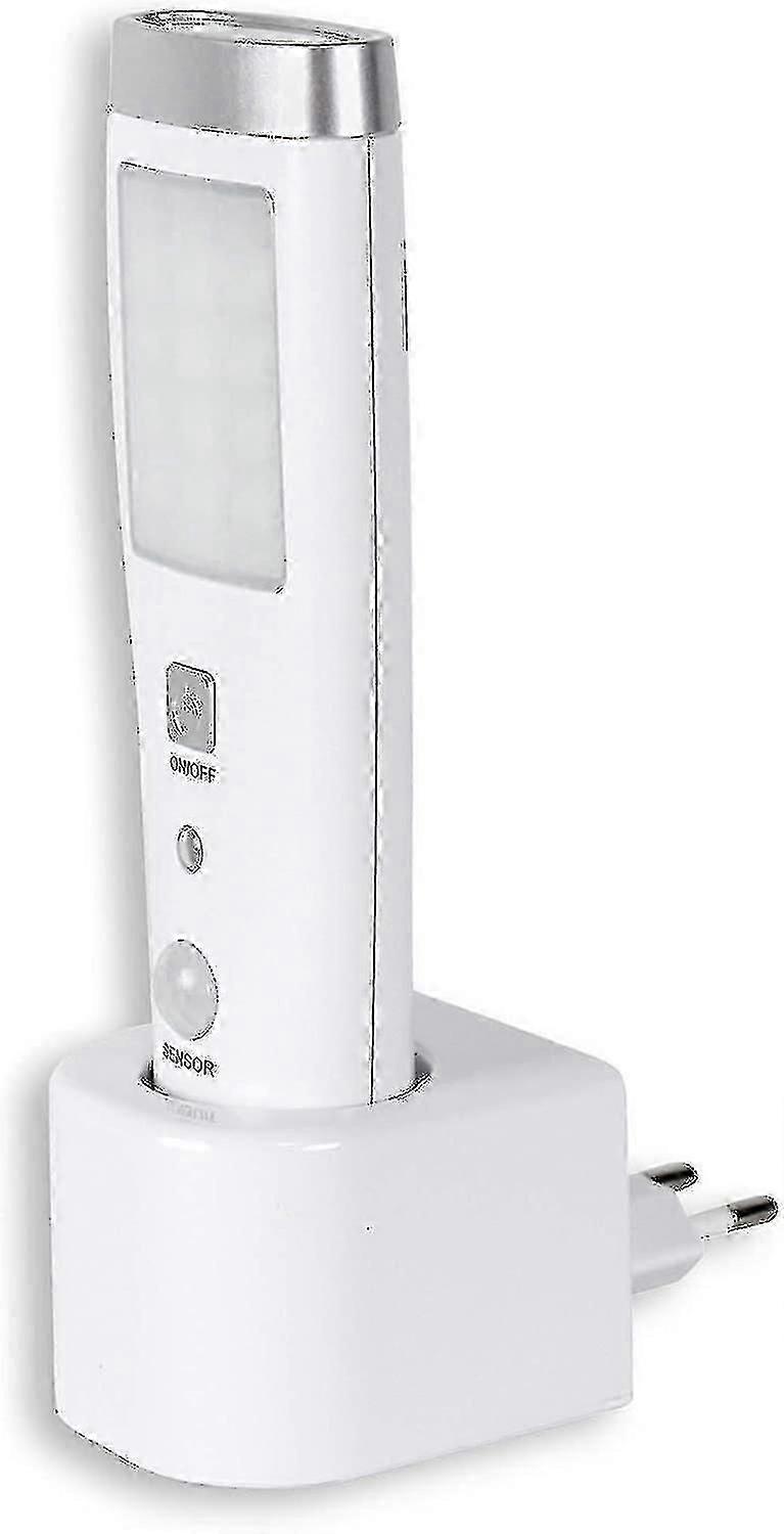 Presence Detector Flashlight - 60 Detection Angle - 15 Led - Rechargeable - Wireless Induction Charger - 3.7 V Battery - 15 Cm - White