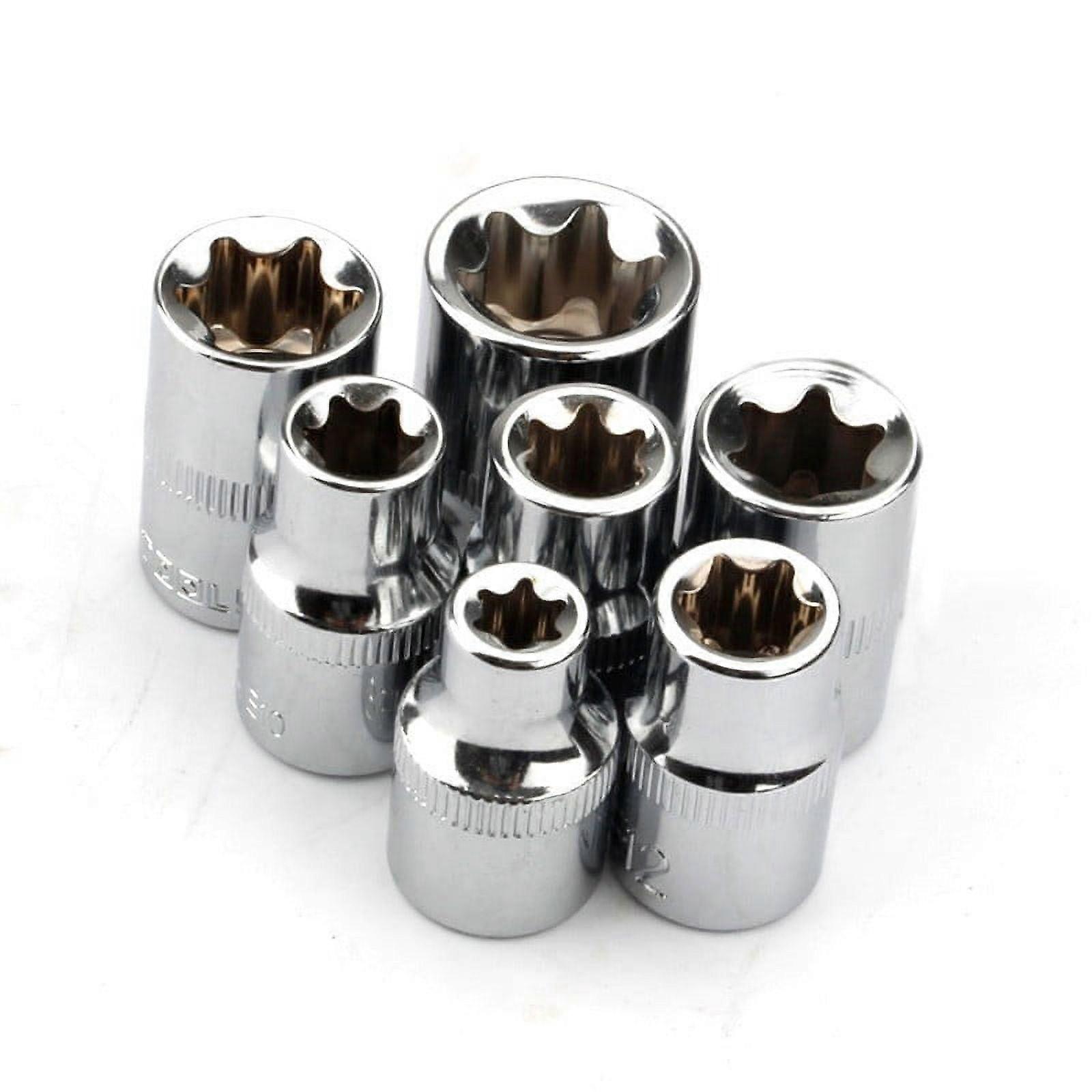 7Pcs 3/8 Inch Star Torx Socket E Type E8 E10 E11 E12 E14 E16 E18 E20 Hand Tool