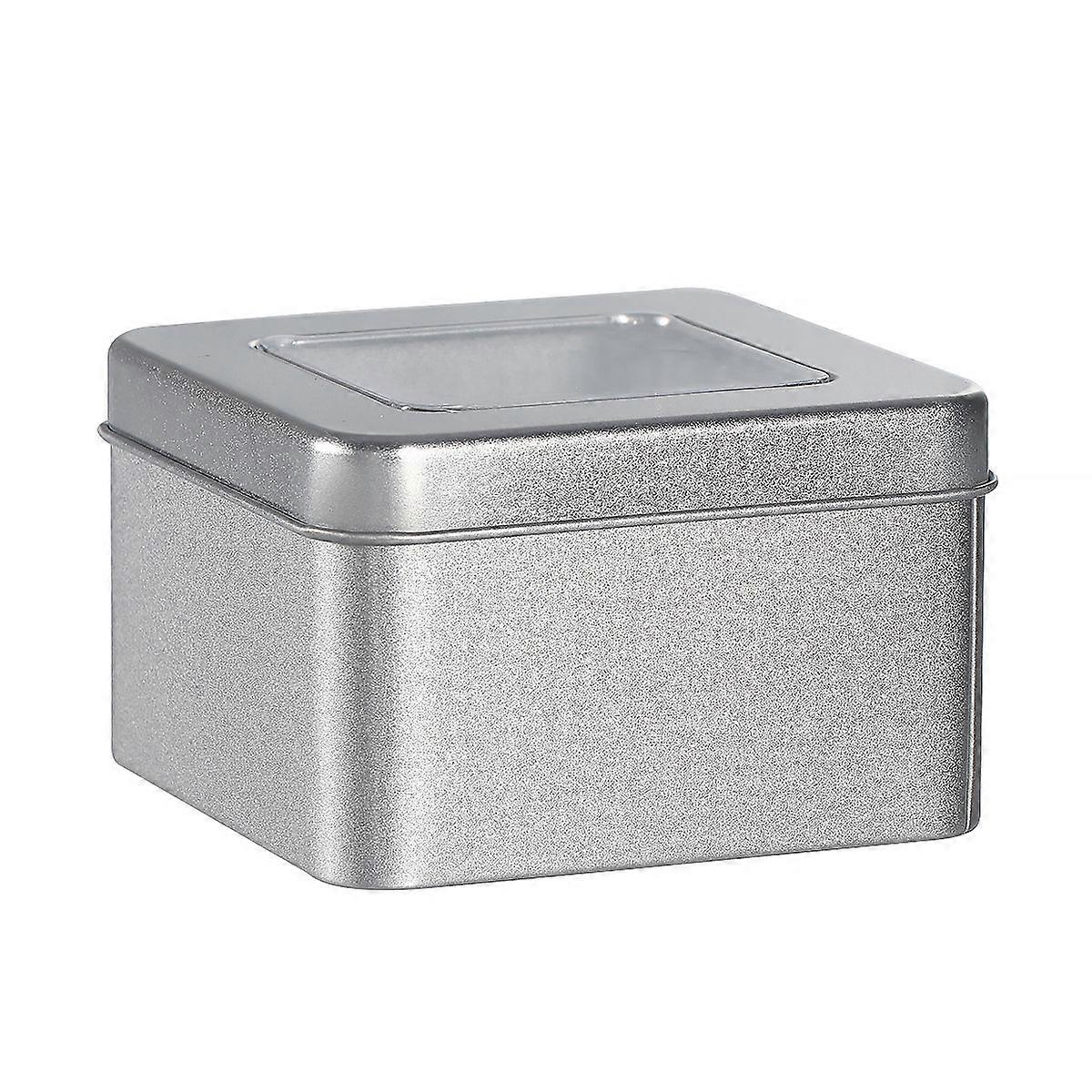 10PCS Matte Clear Square Empty Tin for Store Spices Candies Tea Gift Giving - Silver